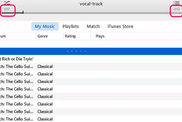 iTunes ライブラリを使用して iTunes で曲をカットする