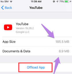 YouTube ストレージ iOS を解放する