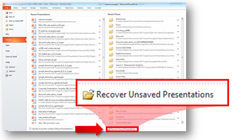自動回復機能を使用して保存されていない PowerPoint ファイルを回復する