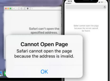 safari cannot open the page because the address is invalid on iphone