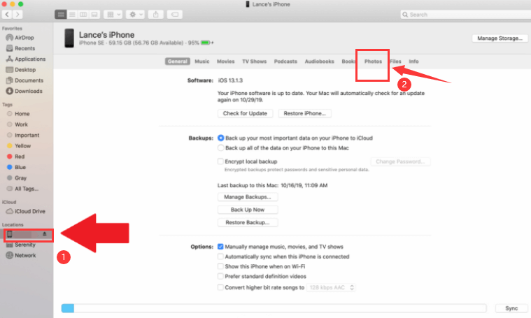 iPad から写真を削除できない場合に iPad を iTunes または Finder に同期する