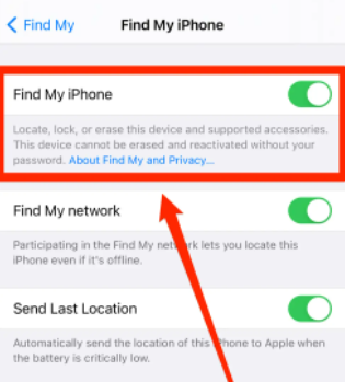 Find My iPhoneをオフにしてすべてのコンテンツを消去し、設定が機能しない