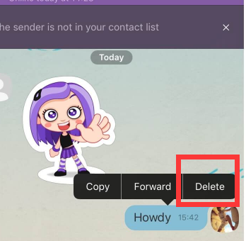 特定の Viber メッセージを削除する