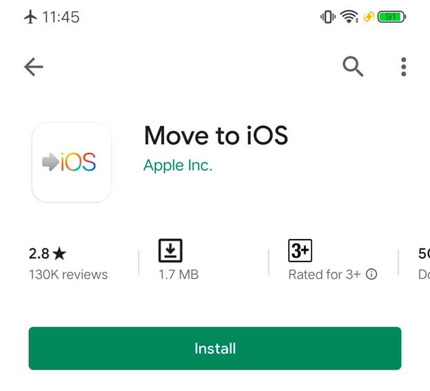 Move to iOS アプリを使用してデータを転送する