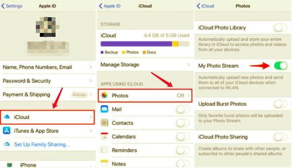 iCloudとフォトストリームを使用してiPhoneからiPadに写真を転送する