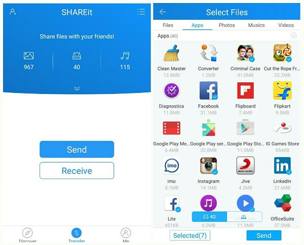 Shareit経由でSamsungからSamsungにデータを転送する