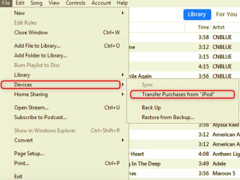 iTunesでiPodからMacに音楽を転送する