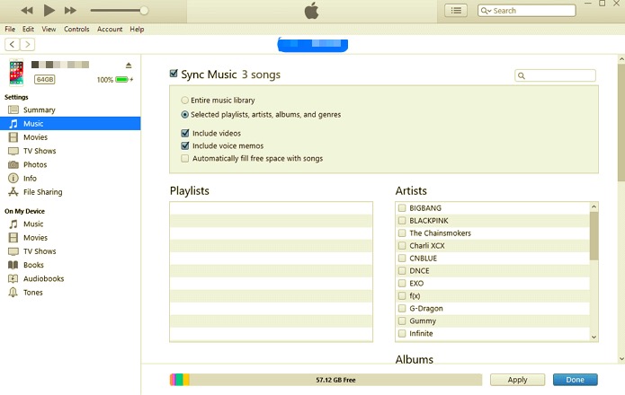 iTunesを使用してiPadに音楽を転送する