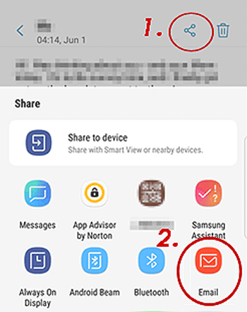 電子メールを使用して Samsung から Samsung にデータを転送する