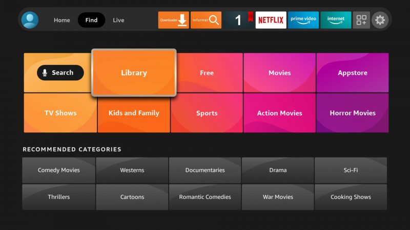 FireStick で DVR タブを探す