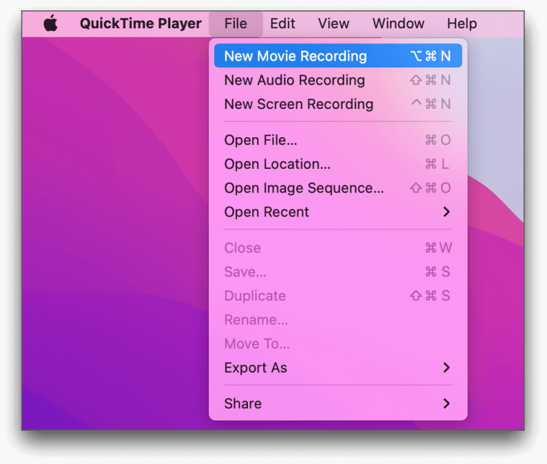 QuickTime Player を使用して Mac でビデオを録画する