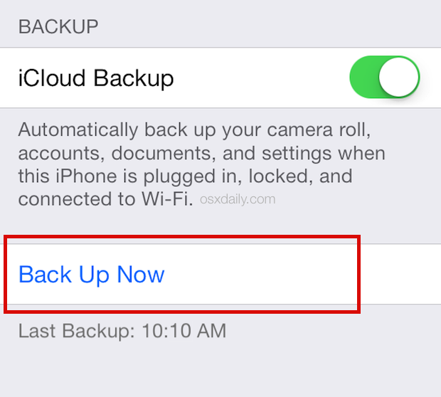 iOS で電話を変更する: 手動の iCloud バックアップを作成する