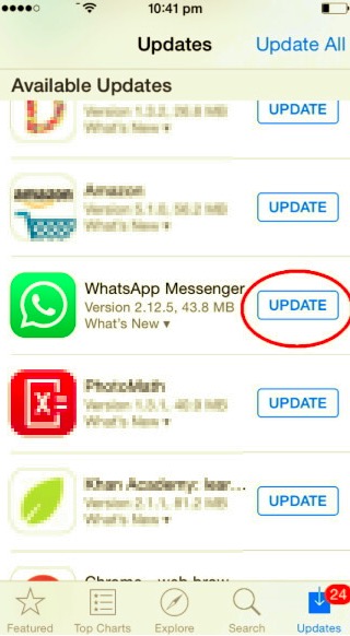 WhatsAppの更新を確認して、WhatsAppが機能しない問題を修正します