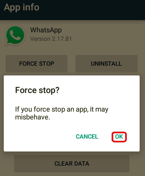 WhatsAppを強制的に閉じて、Wi-Fiに接続しない問題を修正します