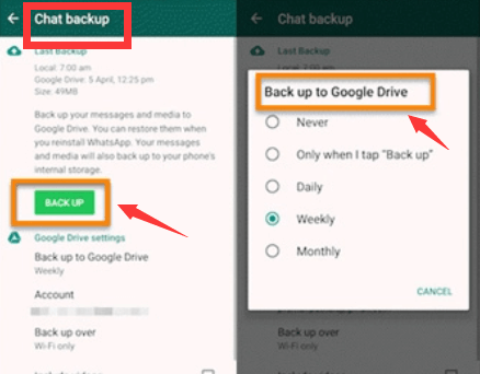 WhatsApp メッセージを Google ドライブにバックアップする