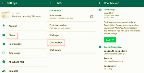 Android上のWhatsAppローカルバックアップ