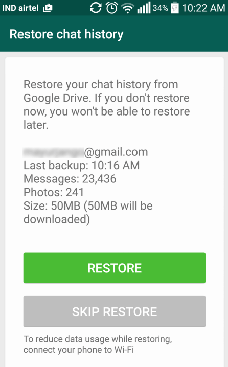 削除された WhatsApp メッセージを Google ドライブから復元する