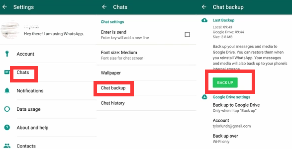 Backup WhatsApp Messages on Android to Google Drive Manually