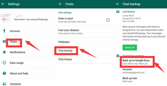WhatsAppチャット履歴をGoogleドライブにエクスポートまたはバックアップする方法