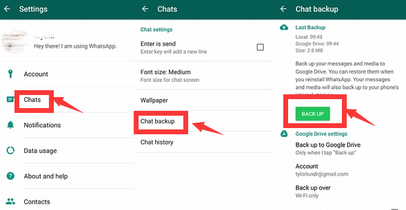 WhatsAppの会話をバックアップする方法