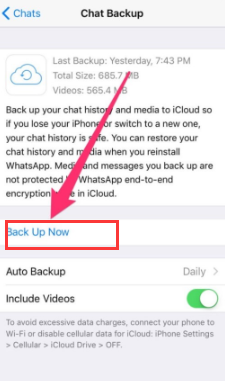 iCloud内でWhatsAppメッセージをバックアップする